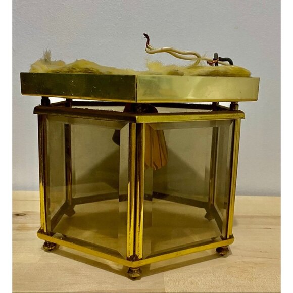 Vintage Hexagonal Brass Art Deco Light Pendant Flush Mount